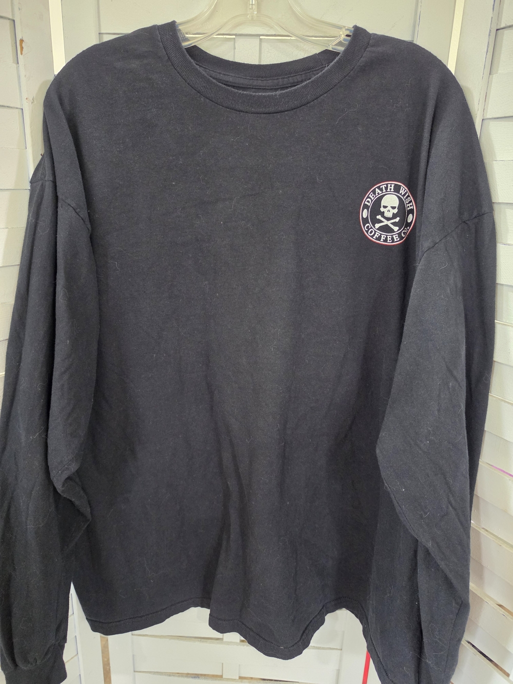 Death Wish Coffee Black Long-Sleeve Crewneck Shirt Size 2XL